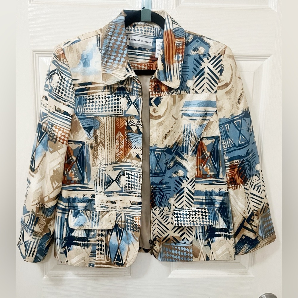 Vintage Alfred Dunner Montana Sky Abstract Southwest Zip Jacket Size 6P